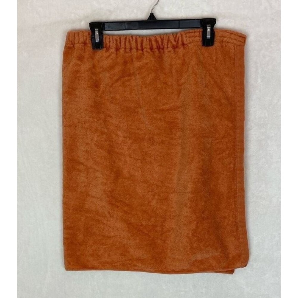 Vintage Terry Cloth Spa Wrap with Pocket Custom Monograms Burnt Orange 80's